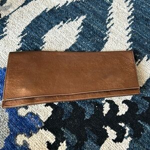Copper Leather Clutch - Asymmetrical shape